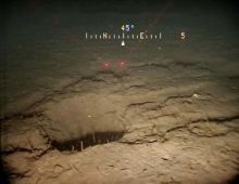 Pipeline route habitat inspection reveals hole from prior route centerline geotechnical core. Benthic Habitat Fig. 2