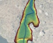 Relic stream thalweg revealed during reservoir survey.